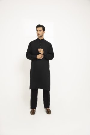 BLACK SILK KURTA PAJAM