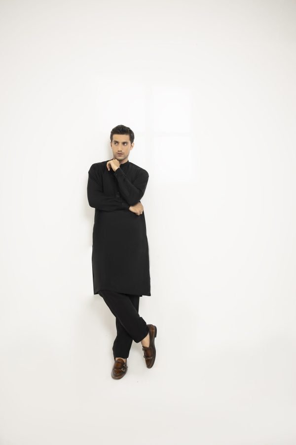 Black silk kurta